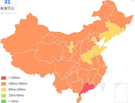 ShanDun德国VPS去程延迟 · 中国移动