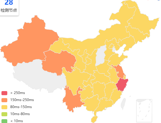 YINNET新加坡VPS去程延迟 · 中国联通
