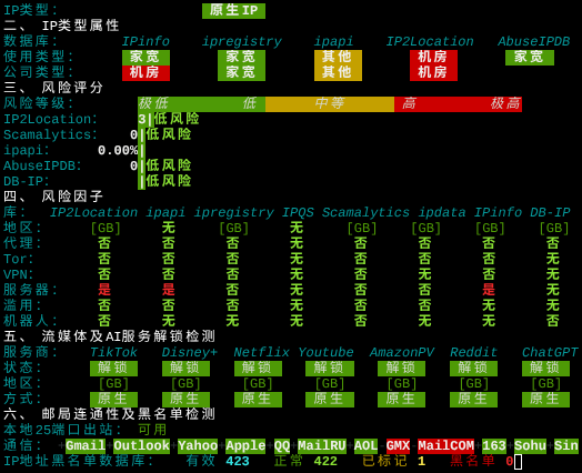 六六云英国VPSIP质量与风险检测