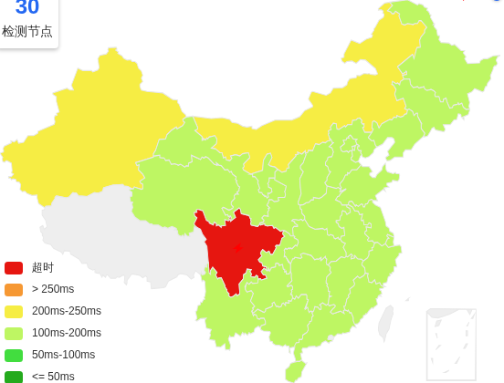 云悠美国洛杉矶VPS去程延迟 · 中国联通