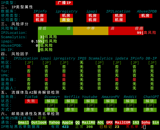 搬瓦工日本大阪VPSIP质量与风险检测