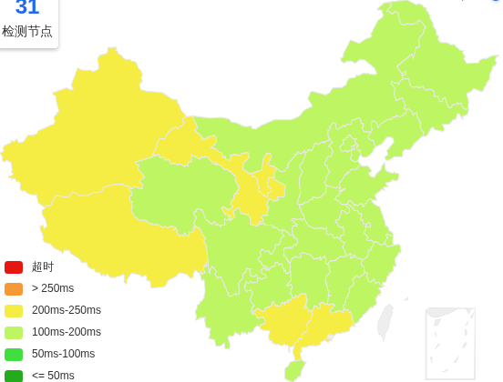 云悠美国洛杉矶VPS去程延迟 · 中国电信
