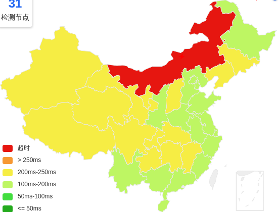 云悠美国洛杉矶VPS去程延迟 · 中国移动