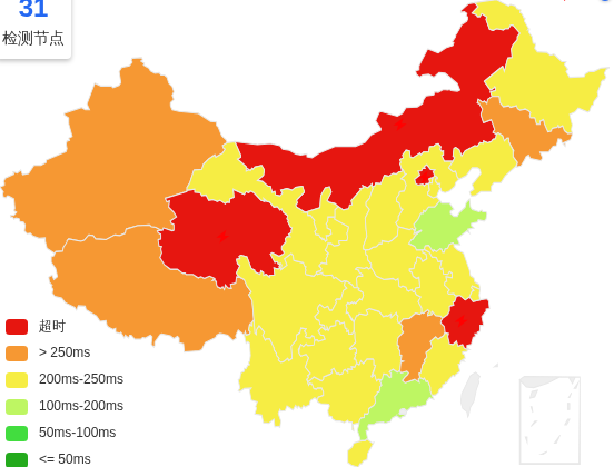 云悠美国洛杉矶VPS去程延迟 · 中国移动