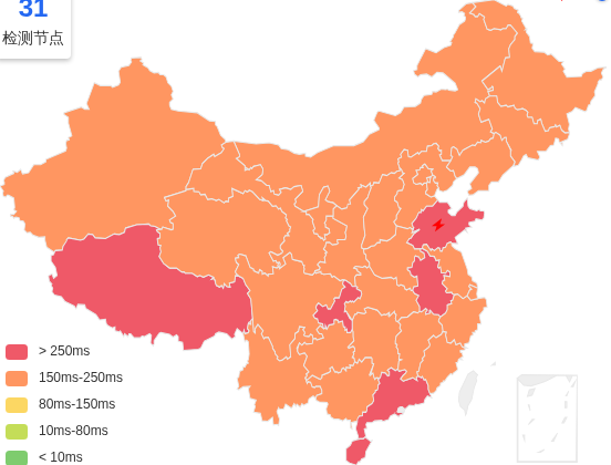 DediRock美国洛杉矶VPS去程延迟 · 中国移动