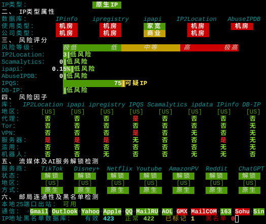 AkileCloud美国洛杉矶VPSIP质量与风险检测