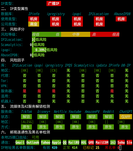 Mejiro Network香港VPSIP质量与风险检测